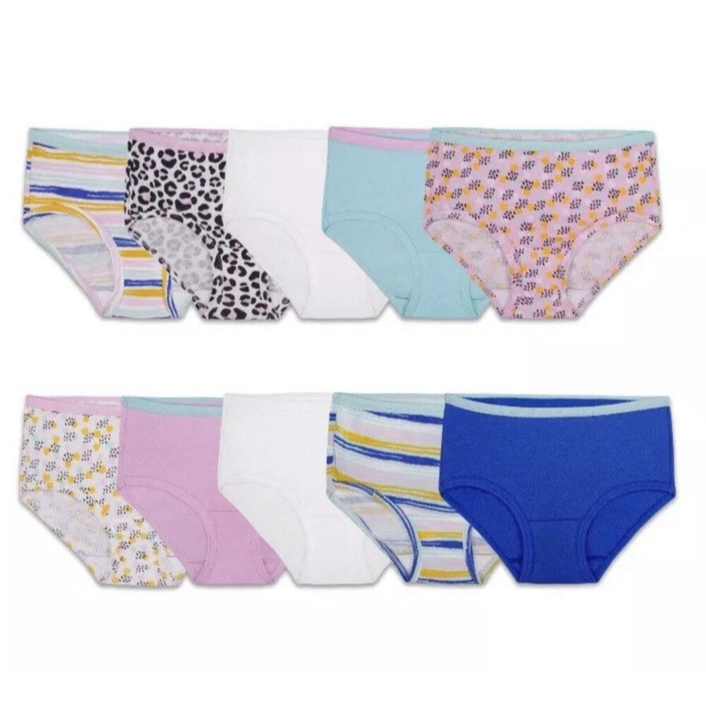 Fruit of the Loom Size 10 Tagless Girls Cotton Briefs Panties  Pack of 10